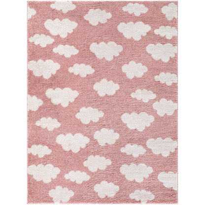 Fossay Pink and Cream Washable Modern Shaggy Rug Fossay