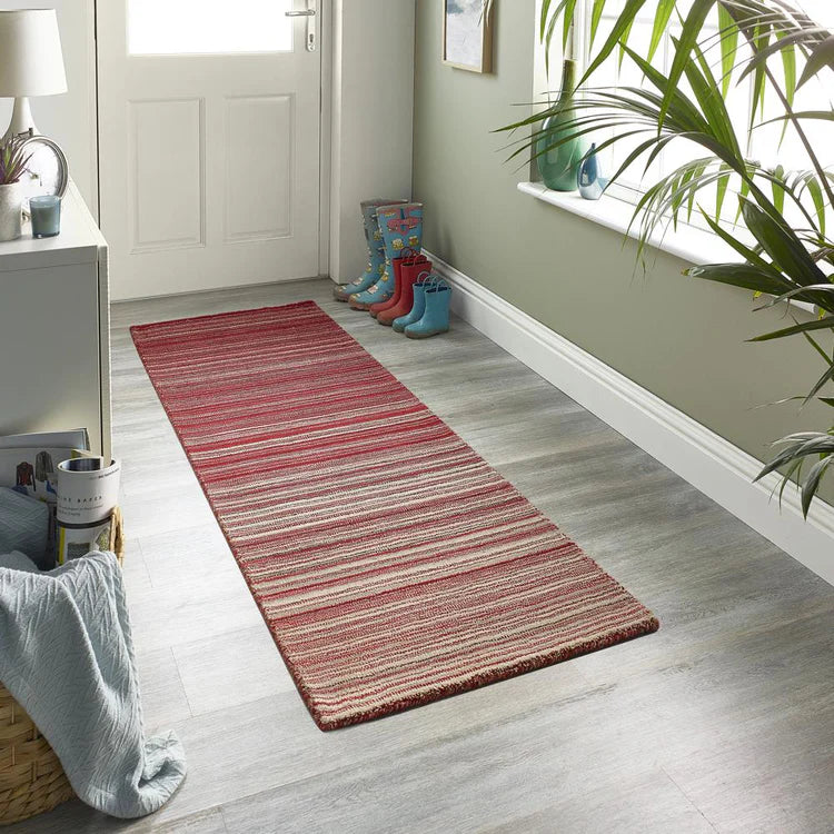 Origins Fine Stripes Red Wool Rug