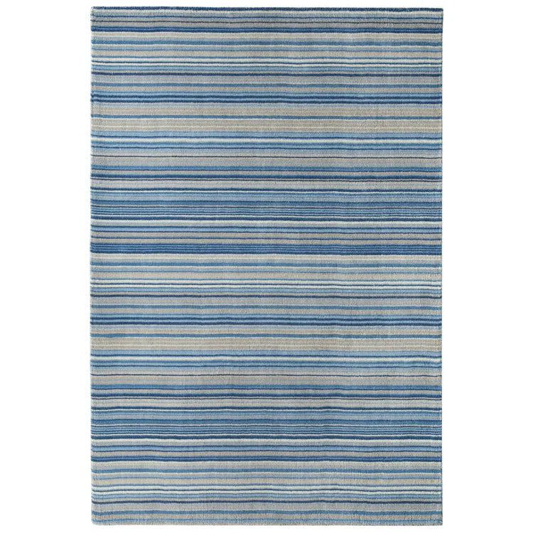 Origins Fine Stripes Blue / Beige Wool Rug