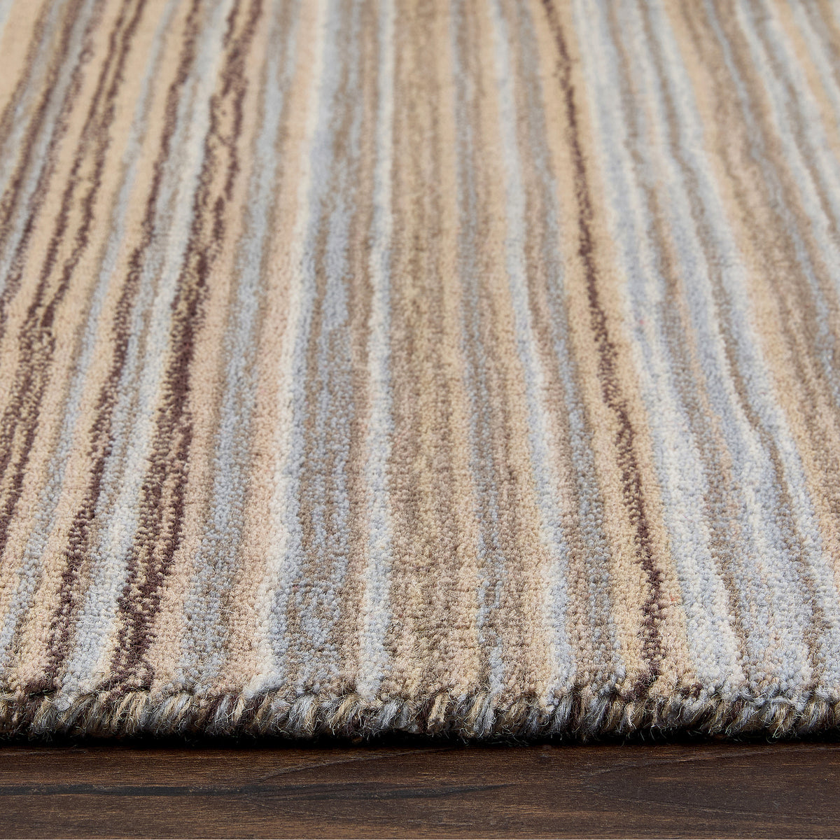 Origins Fine Stripes Beige / Brown Wool Rug