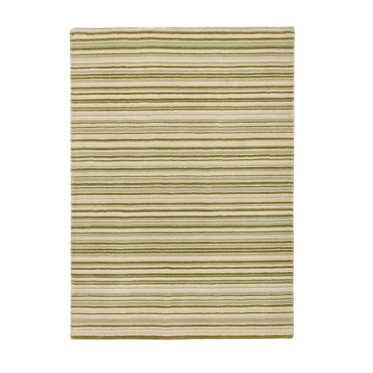 Origins Fine Stripes Green, Beige and Cream Wool Rug