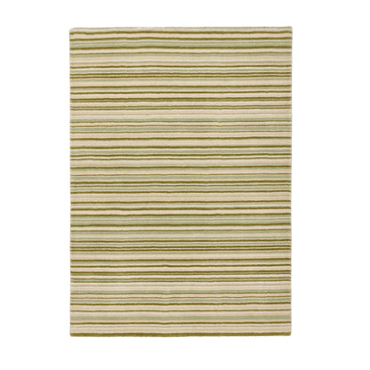 Origins Fine Stripes Green, Beige and Cream Wool Rug