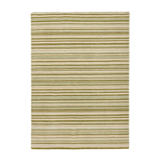 Origins Fine Stripes Green, Beige and Cream Wool Rug