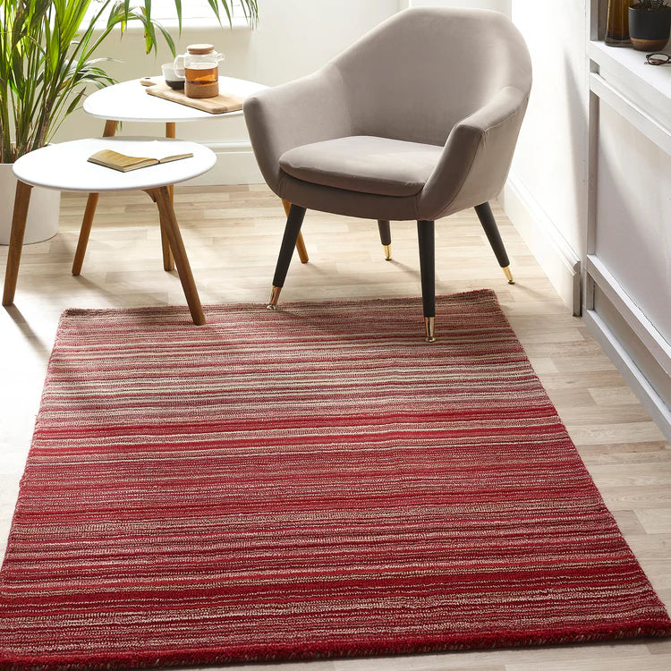 Origins Fine Stripes Red Wool Rug