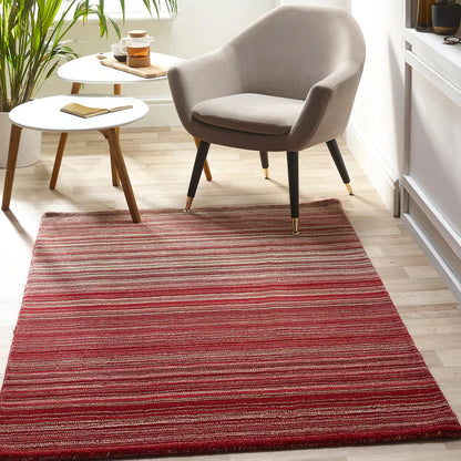 Origins Fine Stripes Red Wool Rug