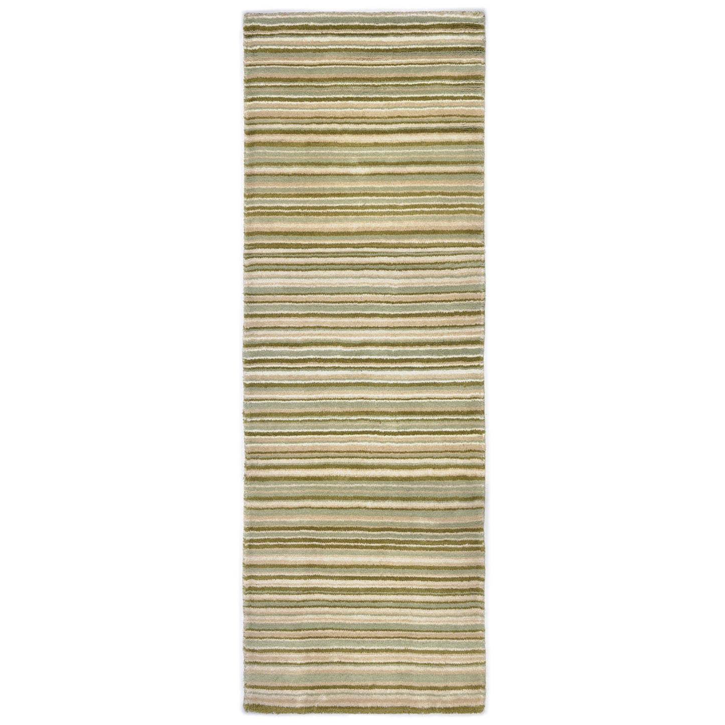 Origins Fine Stripes Green, Beige and Cream Wool Rug
