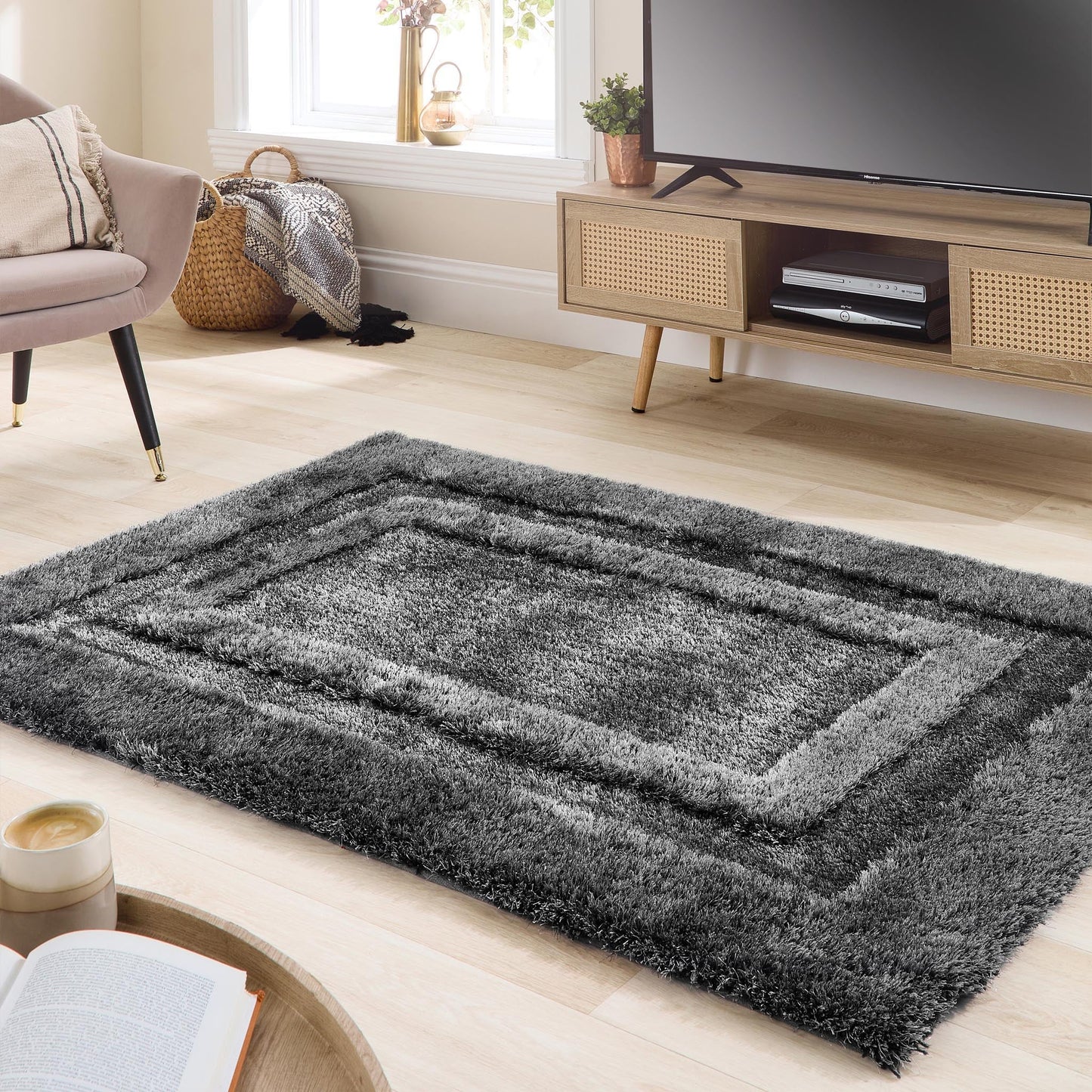 Origins Frame Large Charcoal Grey Rug