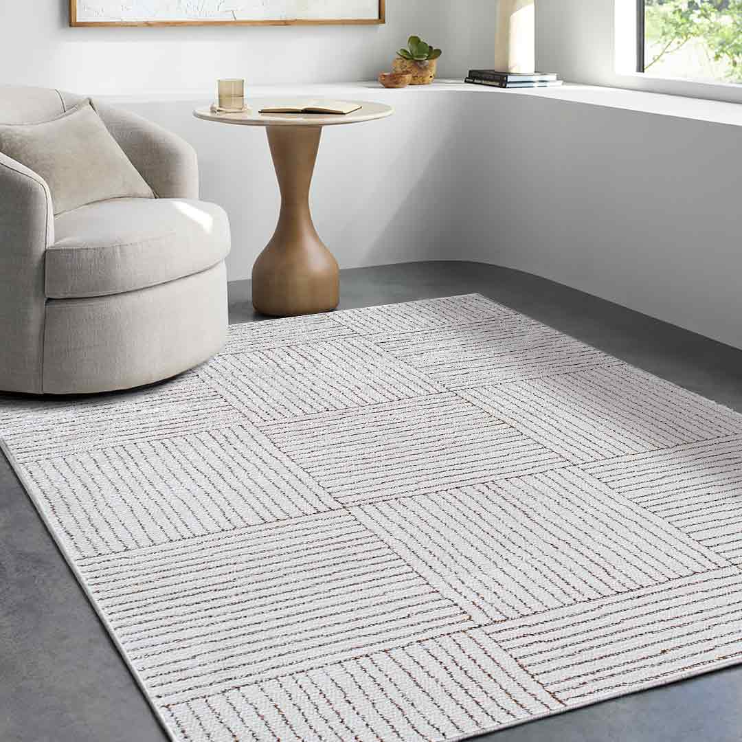 Architect II by Galey Alix Cream Modern Graphic High Pile Rug