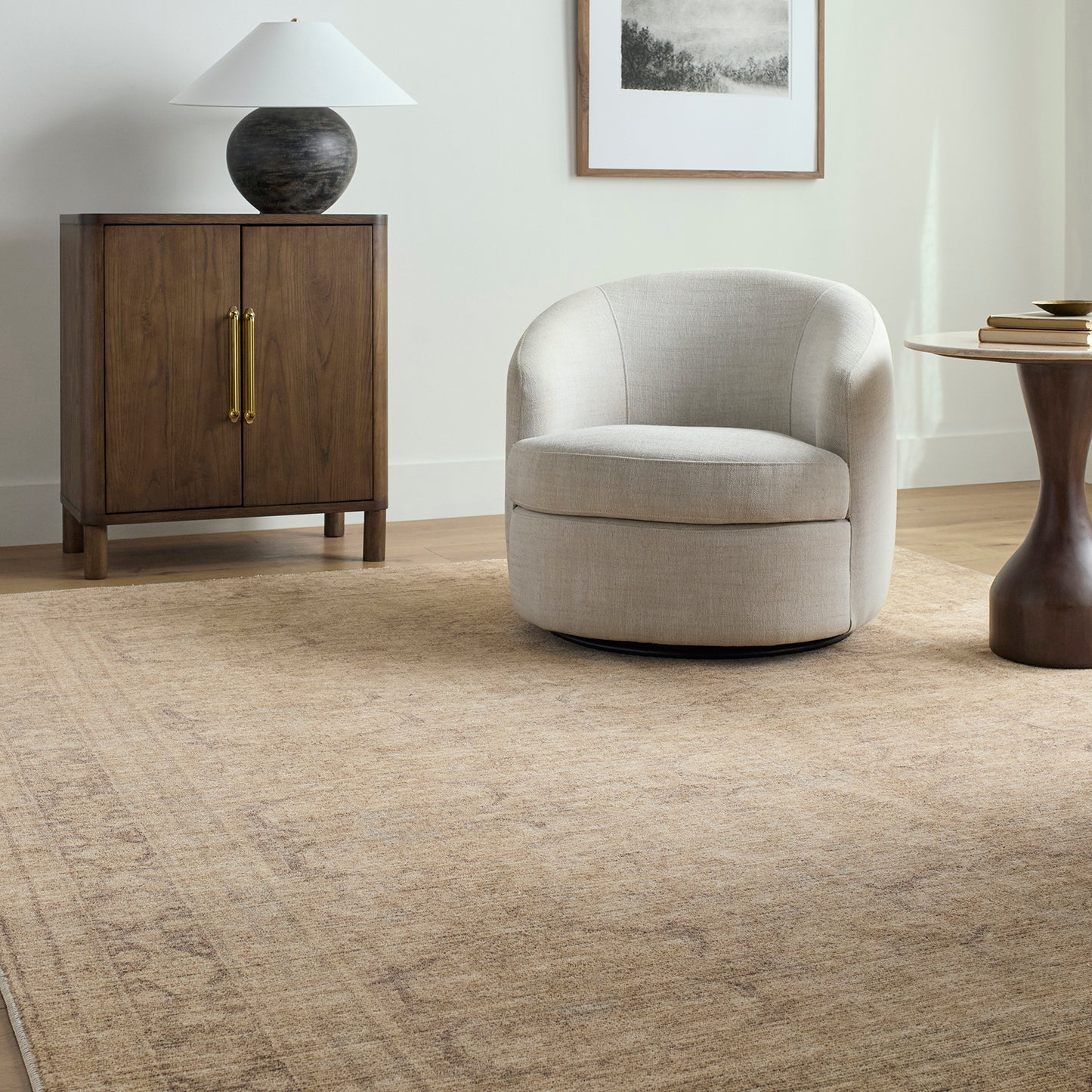 Fetscher by Galey Alix Tan Vintage Boho Fringe Rug
