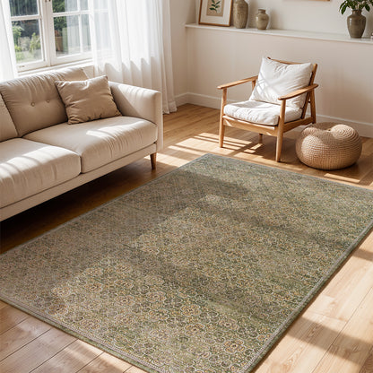 Myrtle Avenue II by Galey Alix Green Vintage Boho Rug