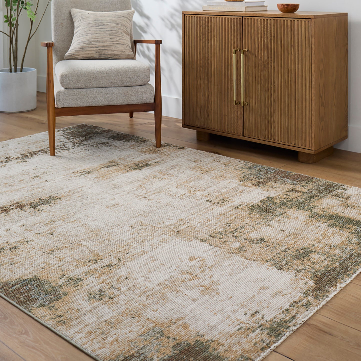 Myrtle Avenue III by Galey Alix Modern Brown Marble Rug