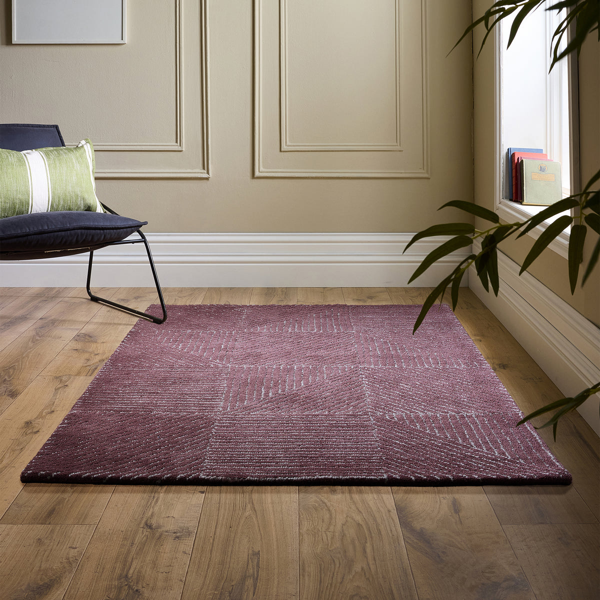 Origins Berry Geometric Wool Rug