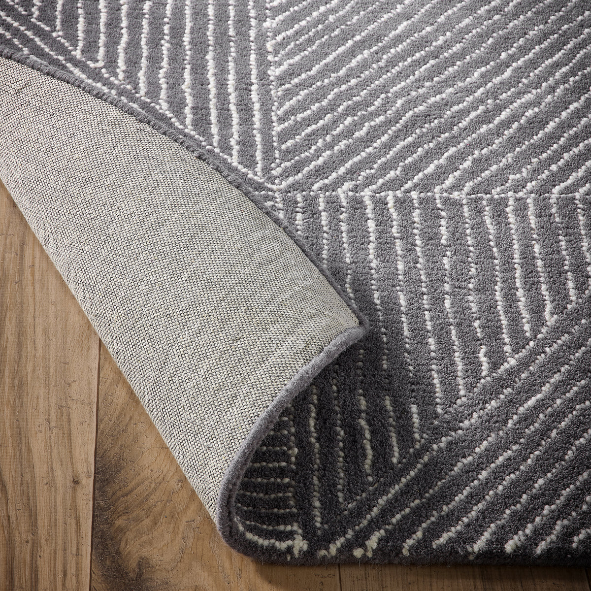 Origins Charcoal Geometric Wool Rug