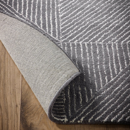 Origins Charcoal Geometric Wool Rug