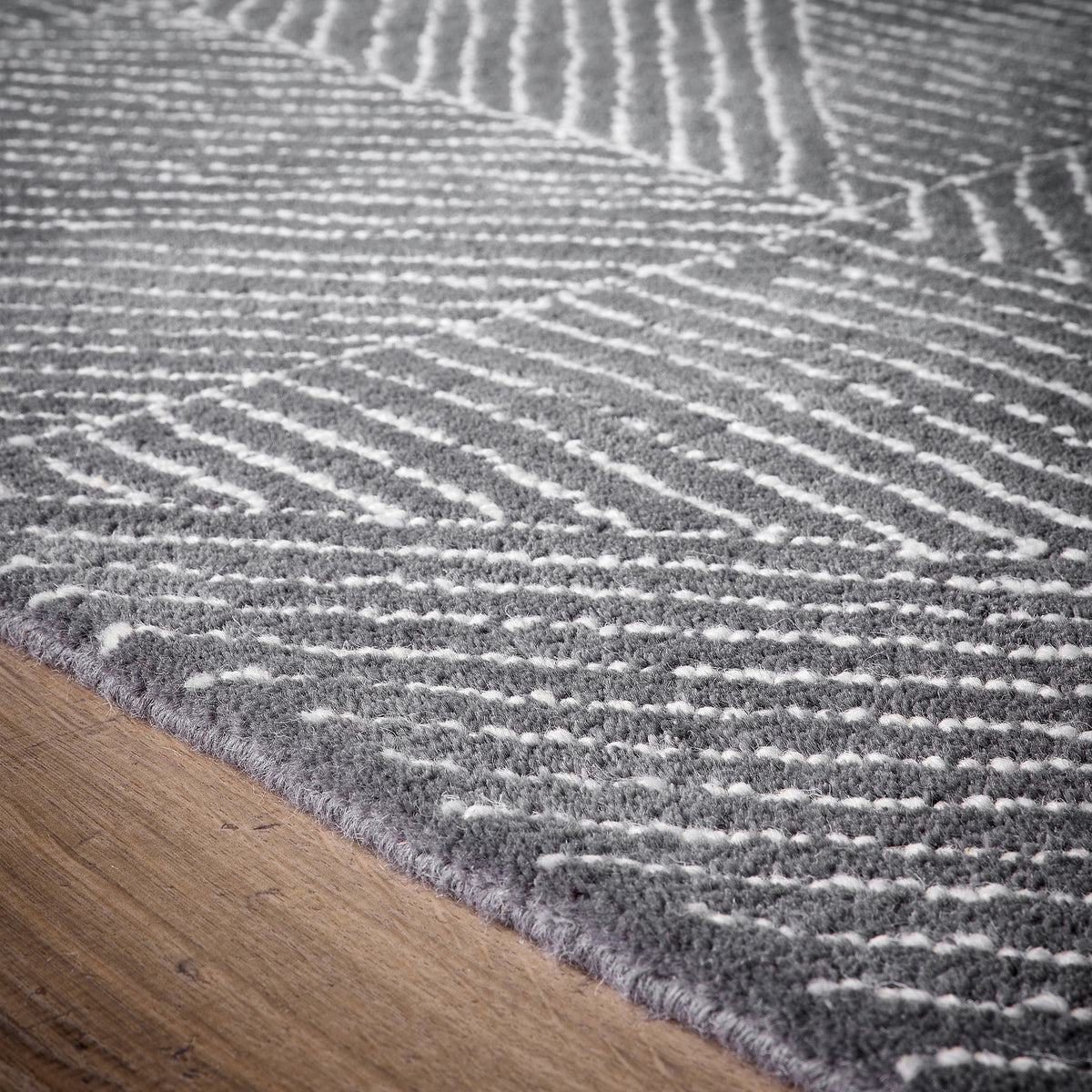 Origins Charcoal Geometric Wool Rug