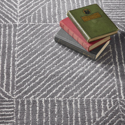 Origins Charcoal Geometric Wool Rug