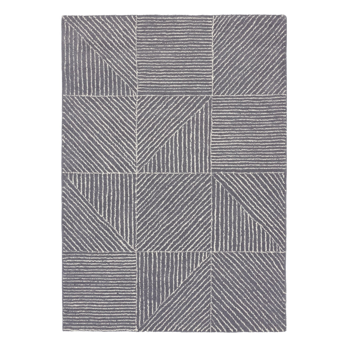 Origins Charcoal Geometric Wool Rug