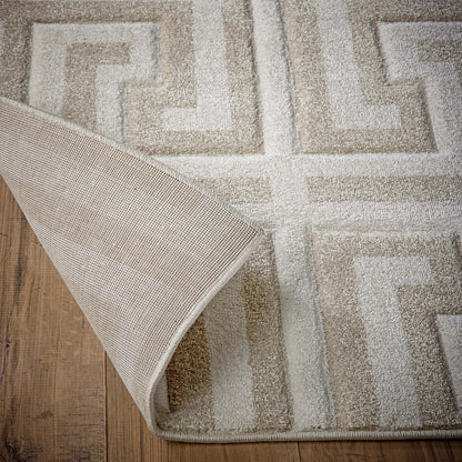 Origins Greek Key Cream Beige Geometric Rug