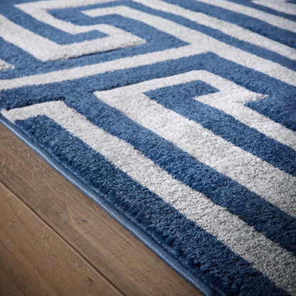 Origins Greek Key Blue Grey Geometric Rug