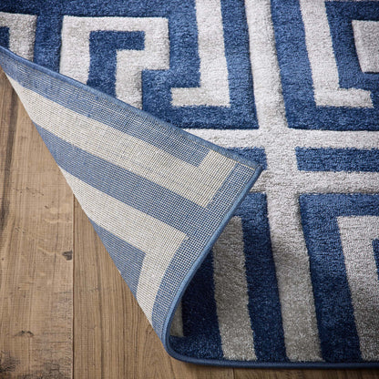 Origins Greek Key Blue Grey Geometric Rug