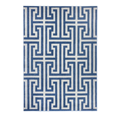 Origins Greek Key Blue Grey Geometric Rug