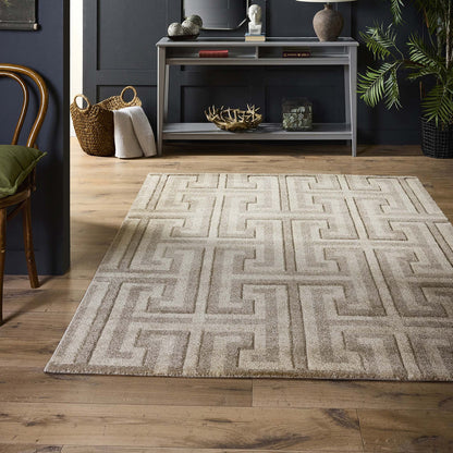 Origins Greek Key Taupe Grey Beige Geometric Rug