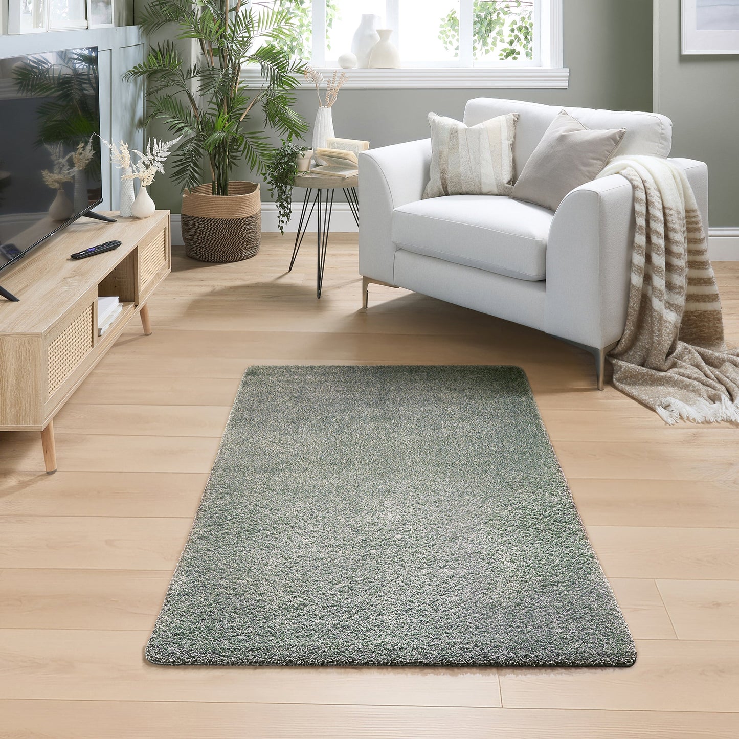My Rug Fleck Green Medium Shaggy Machine Washable Rug 140cm x 200cm