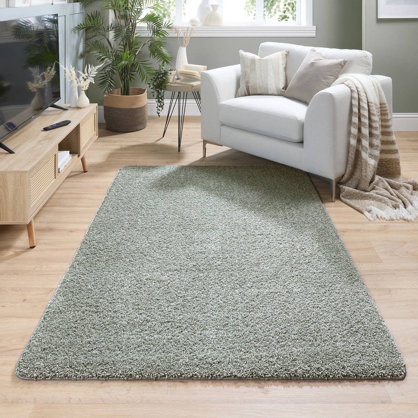 My Rug Fleck Green Medium Shaggy Machine Washable Rug 140cm x 200cm