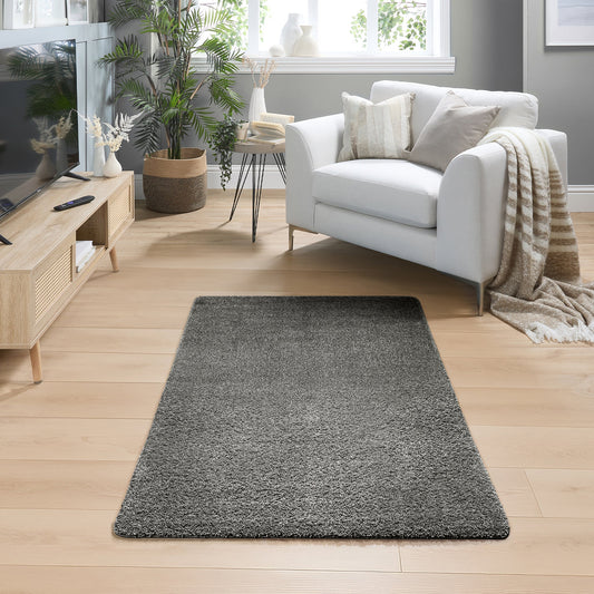 My Rug Fleck Grey Mix Medium Shaggy Machine Washable Rug 140cm x 200cm