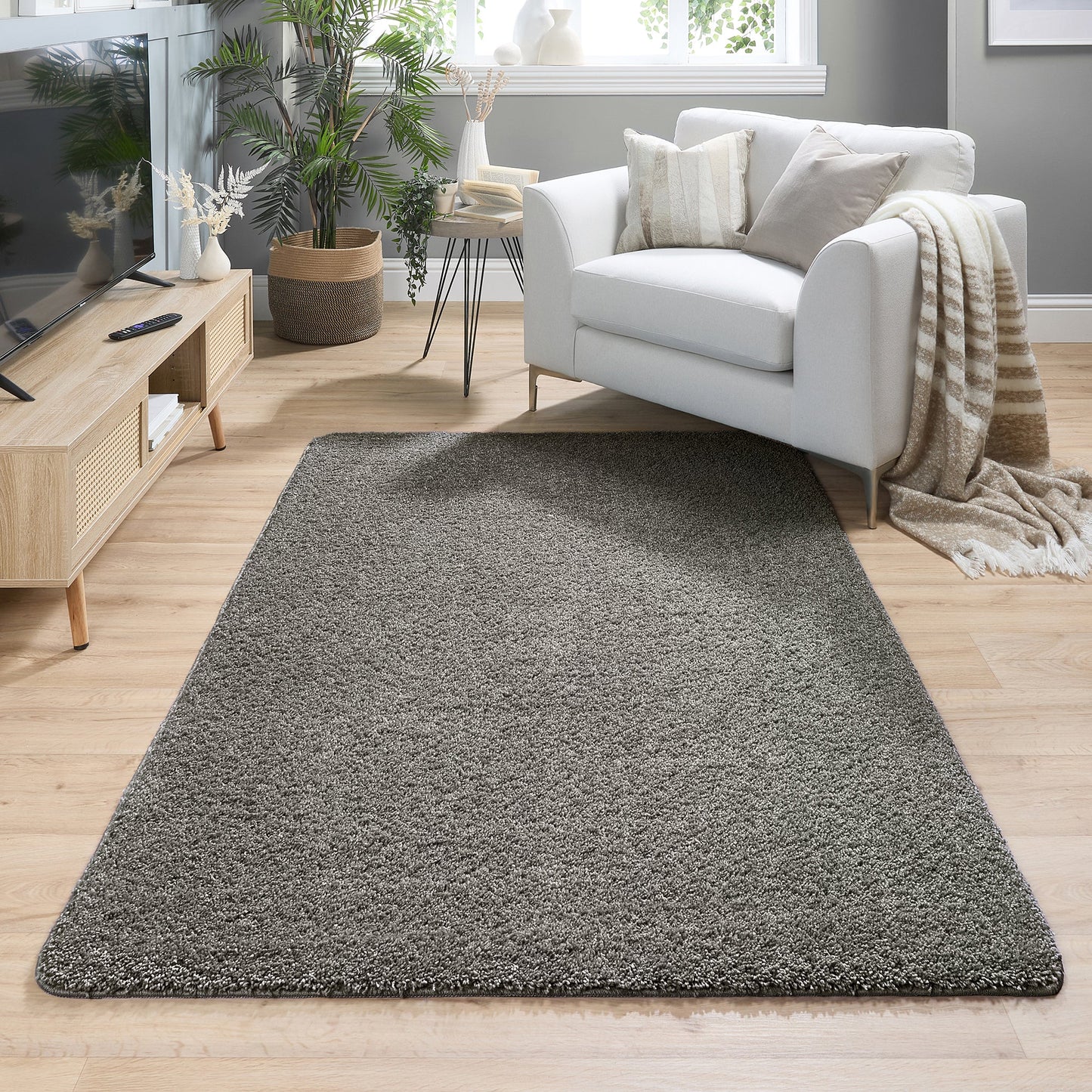My Rug Fleck Grey Mix Medium Shaggy Machine Washable Rug 140cm x 200cm