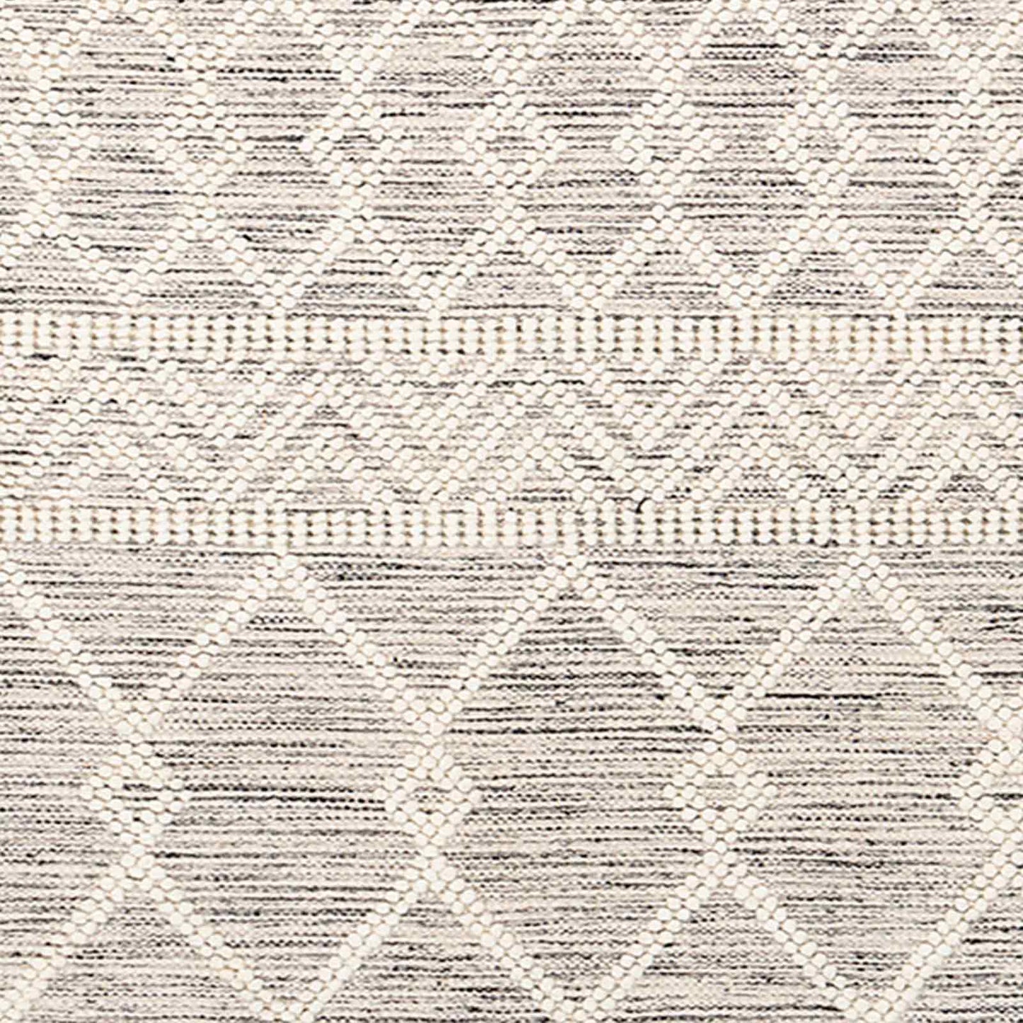 Hygge Cottage Grey and White Geometric Wool Mix Hand Woven Rug