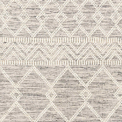 Hygge Cottage Grey and White Geometric Wool Mix Hand Woven Rug