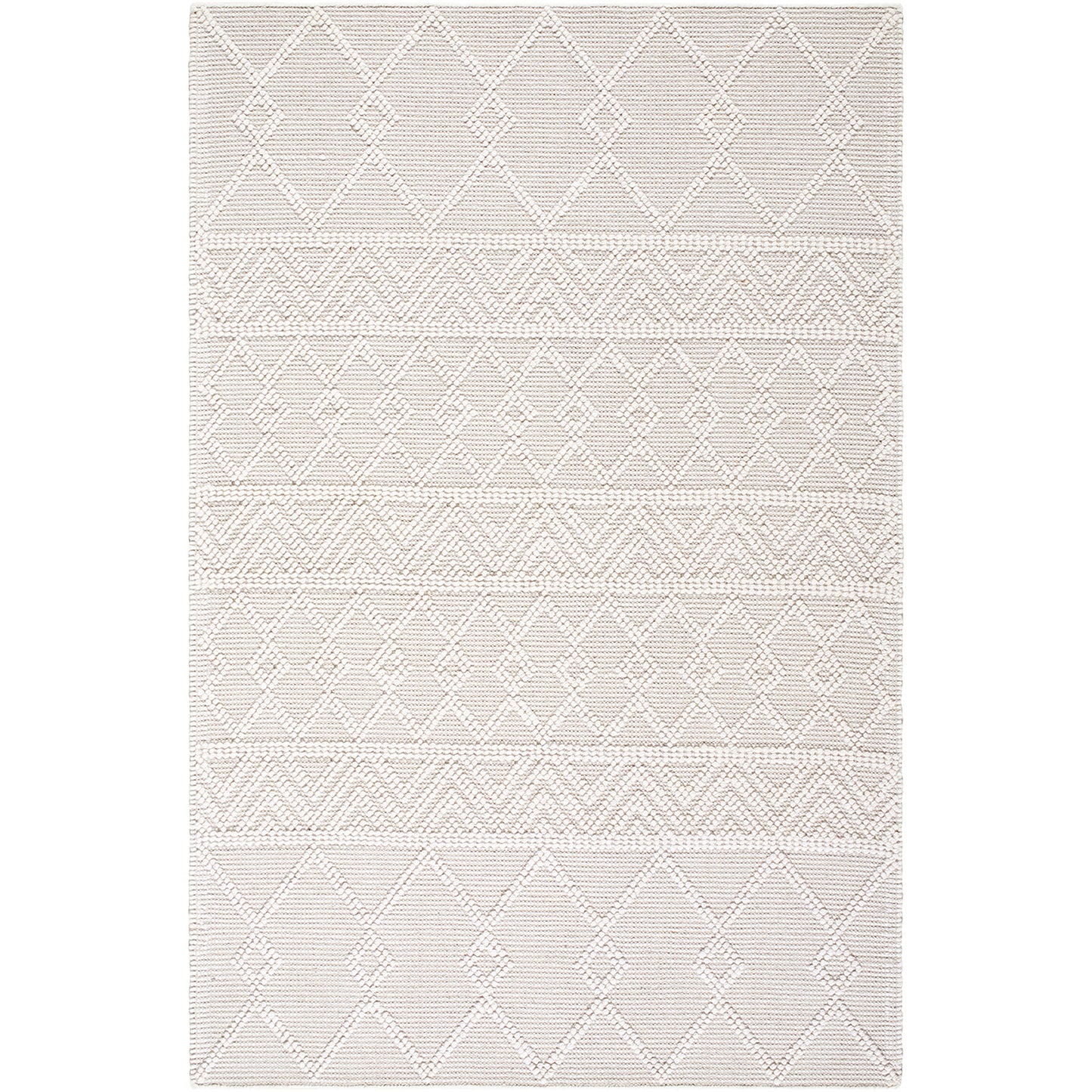 Hygge Cottage Cream Geometric Wool Mix Hand Woven Rug