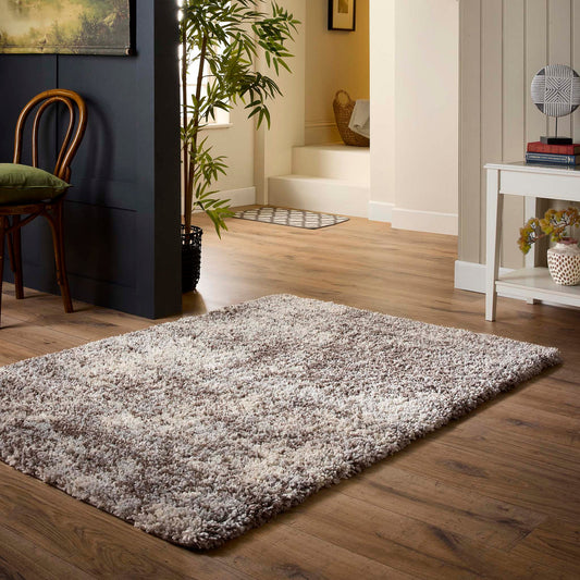 Origins Hadley Beige Grey Shaggy Pile Rug