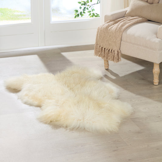 Ivory White Curly Icelandic Sheepskin Rug