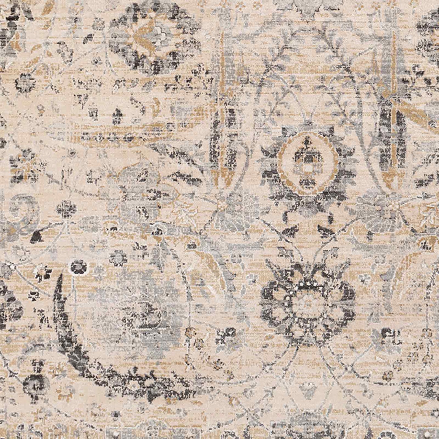 Indigo Beige Vintage Traditional Floral Boho Rug