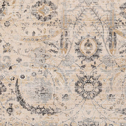 Indigo Beige Vintage Traditional Floral Boho Rug