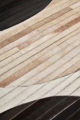 Large Black Abstract Hair On Leather Rug 230cm x 160cm