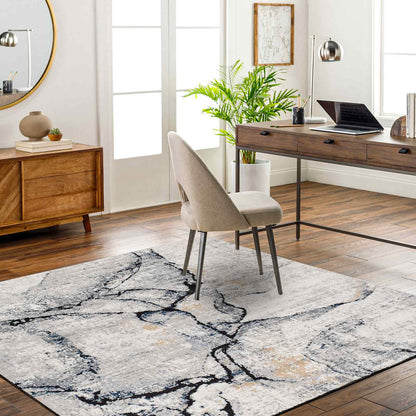 Jolie Grey Abstract Modern Marble Rug