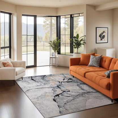 Jolie Grey Abstract Modern Marble Rug