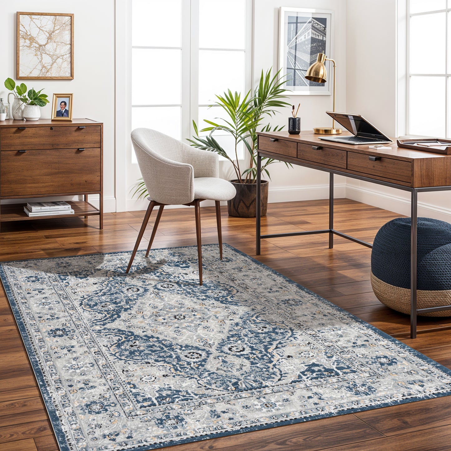 Jolie Blue Vintage Traditional Boho Rug