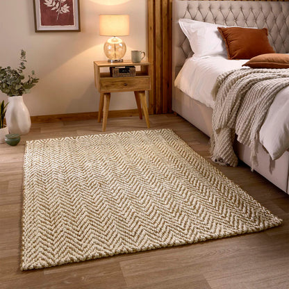 Origin Large Jute Herringbone Geometric Rug