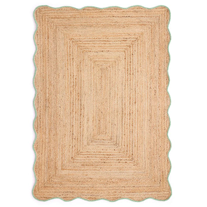 Origin Large Jute Green Scalloped Edge Rug 160cm x 230cm