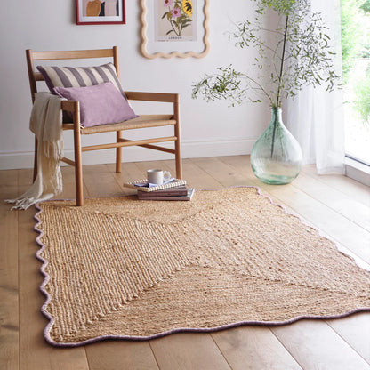 Origin Large Jute Lilac Scalloped Edge Rug 160cm x 230cm