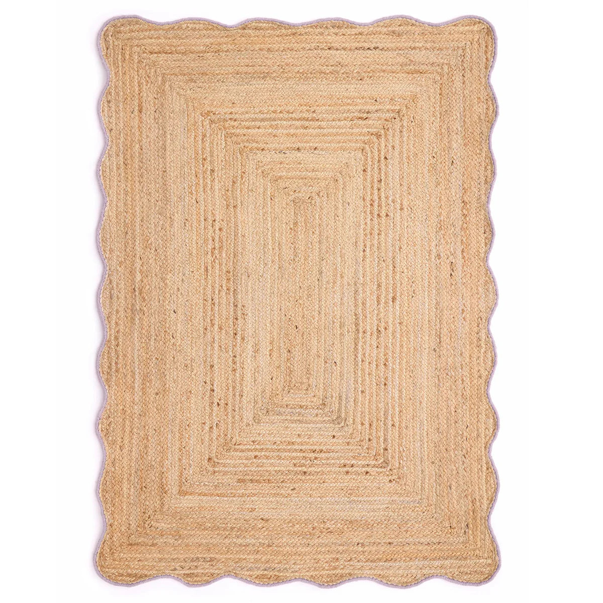 Origin Large Jute Lilac Scalloped Edge Rug 160cm x 230cm