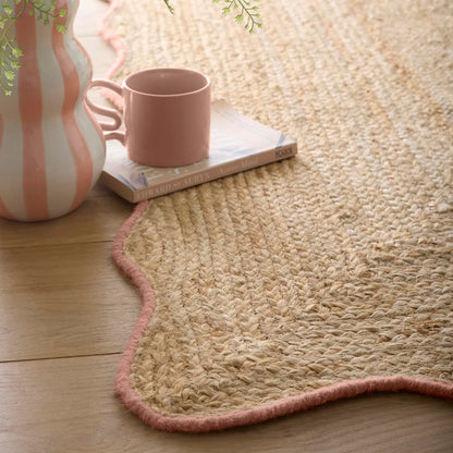Origin Large Jute Peach Scalloped Edge Rug 160cm x 230cm