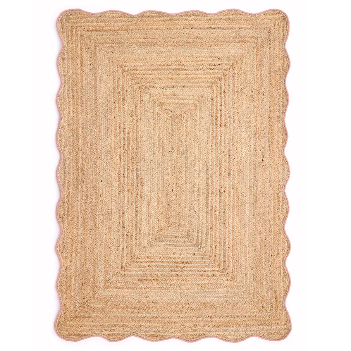 Origin Large Jute Peach Scalloped Edge Rug 160cm x 230cm