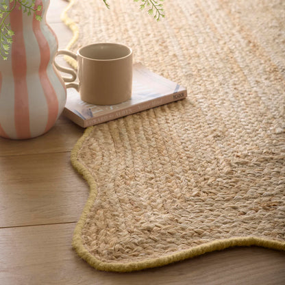 Origin Large Jute Yellow Scalloped Edge Rug 160cm x 230cm