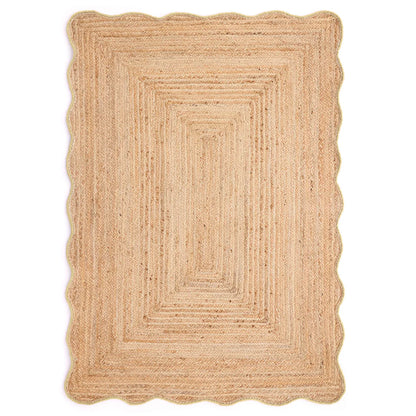 Origin Large Jute Yellow Scalloped Edge Rug 160cm x 230cm