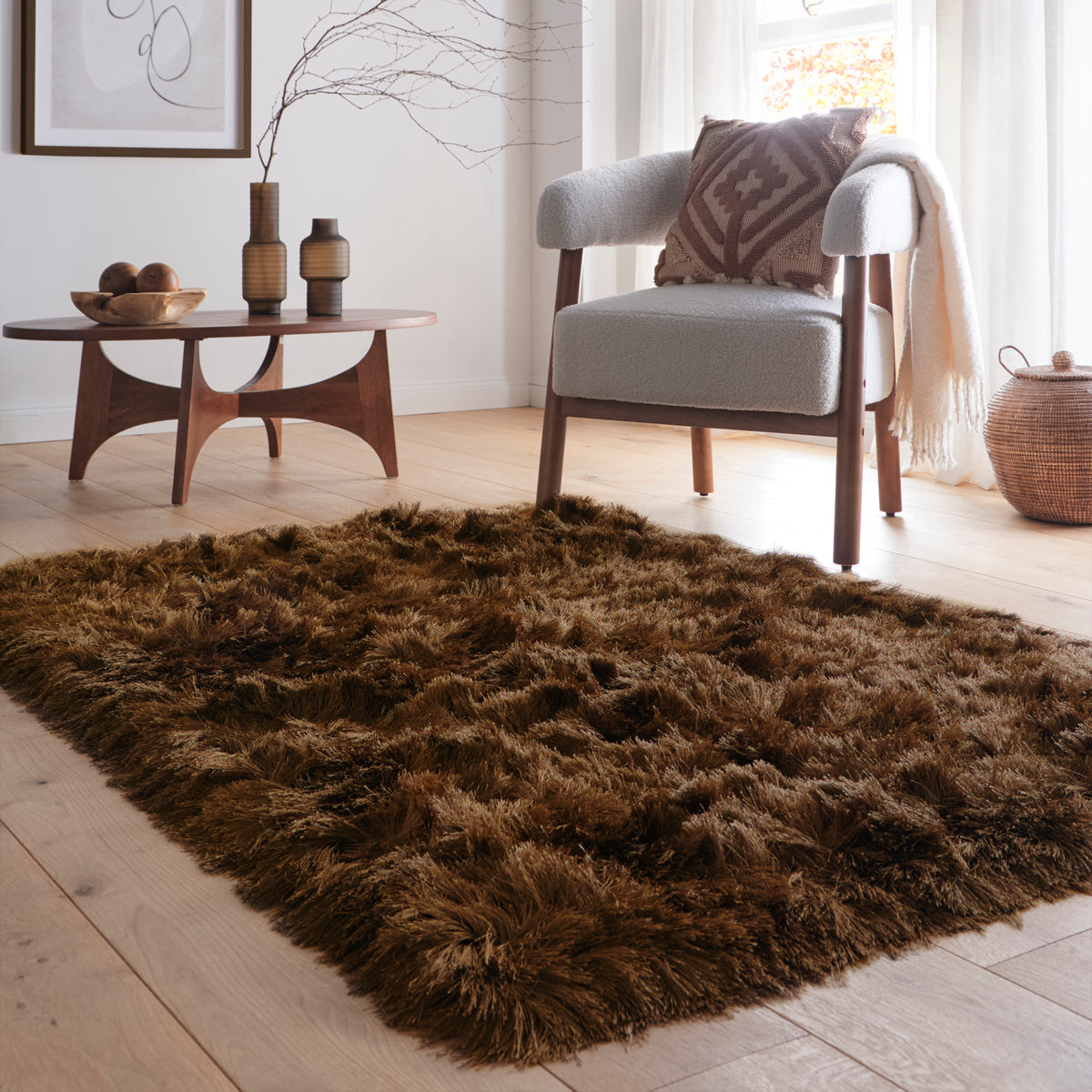 Origins Glamour Deluxe Mocha Brown Soft Pile Rug